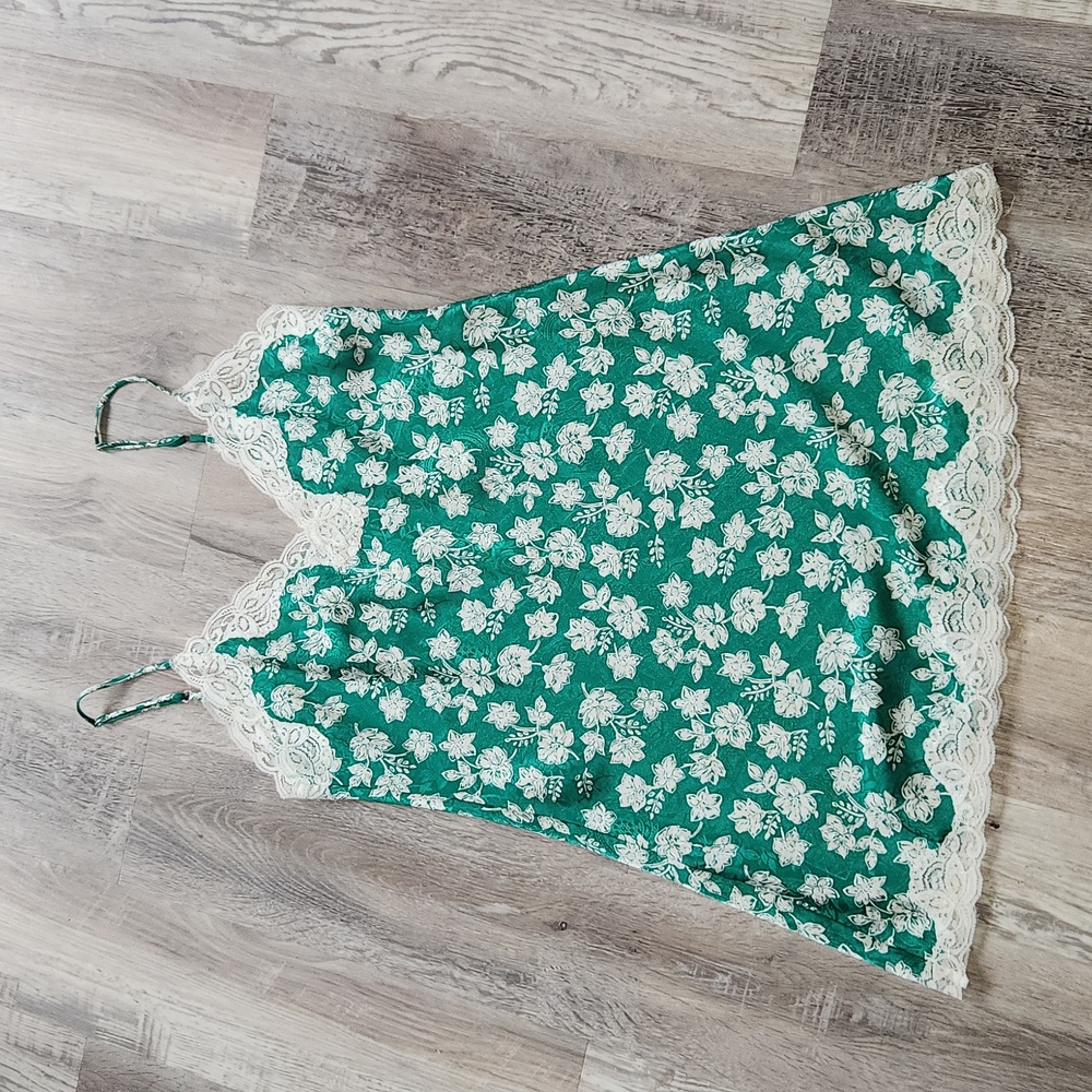 Vintage Victoria's Secret Gold Label Slip Dress in Green/White Size Medium